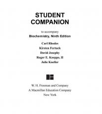 Student Companion to Accompany Biochemistry 9th