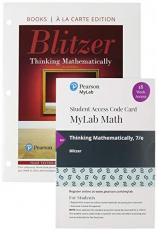 Thinking Mathematically, Loose-Leaf Edition Plus Mylab Math with Pearson EText -- 18 Week Access Card Package