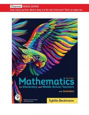 Mathematics For Elementary And Middle School Teachers With Activities 6th