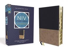 NIV Study Bible, Fully Revised Edition, Leathersoft, Navy/Tan, Red Letter, Thumb Indexed, Comfort Print 