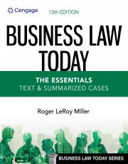 Business Law Today, The Essentials: Text And Summarized Cases 13th