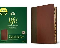 NLT Life Application Study Bible, Third Edition, Large Print (Red Letter, LeatherLike, Brown/Tan, Indexed)