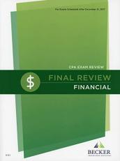 Becker Professional Education CPA Exam Review - V 3. 1 Financial Final Review V. 3